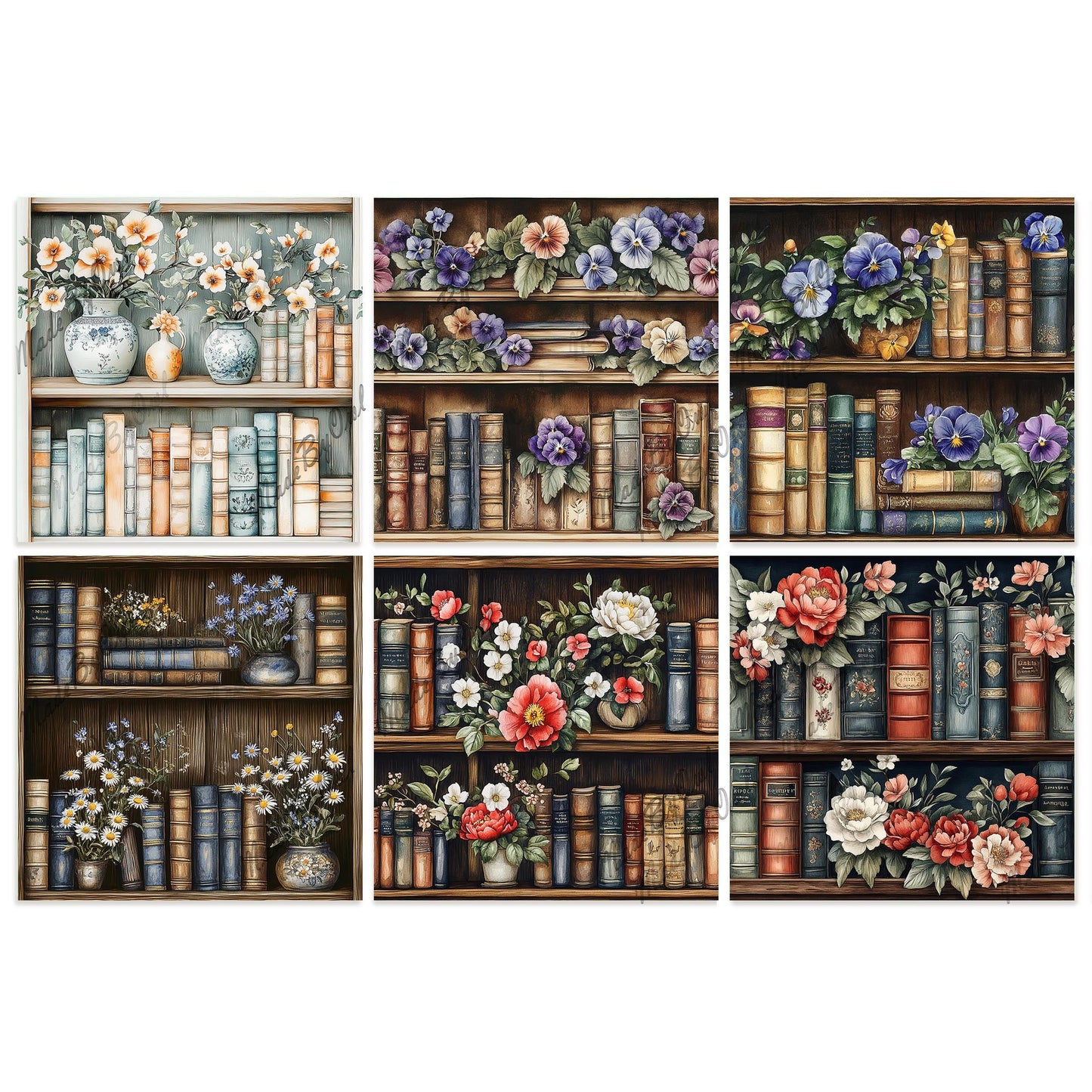 Books & Flowers Seamless Digital Paper | Instant Download