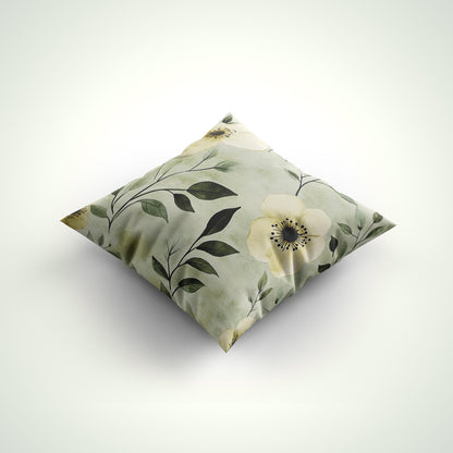 Sage Green Floral Tileable Patterns, Watercolor Flower Backgrounds