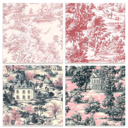 Toile de Jouy Tileable Patterns, Scrapbooking Printable Paper