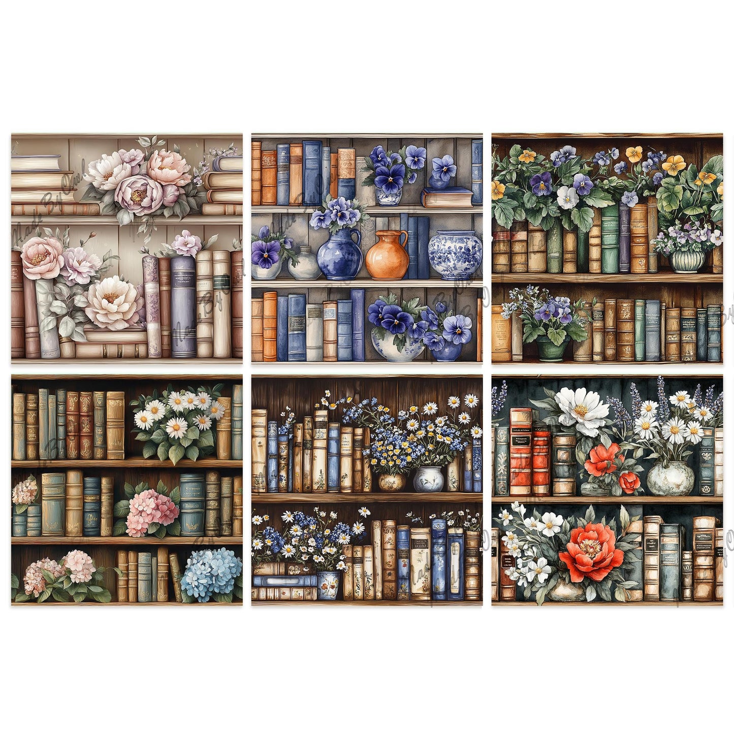 Books & Flowers Seamless Digital Paper | Instant Download