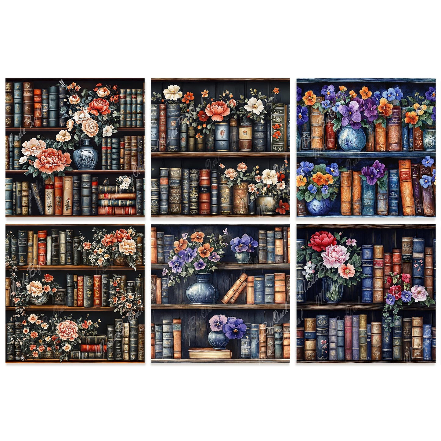 Books & Flowers Seamless Digital Paper | Instant Download