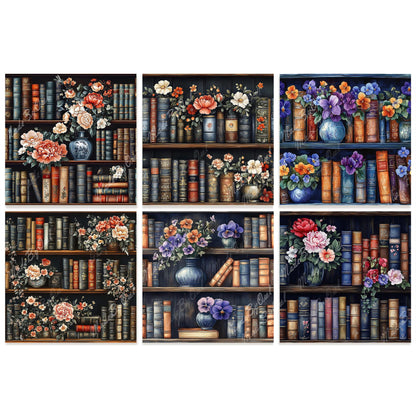 Books & Flowers Seamless Digital Paper | Instant Download