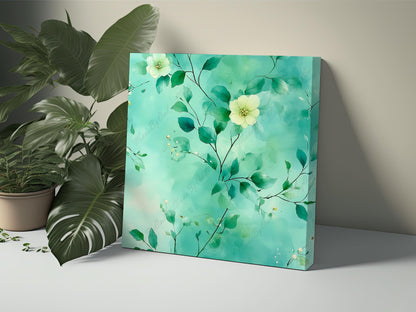 Green Floral Tileable Patterns, Greenery Backgrounds Digital Download