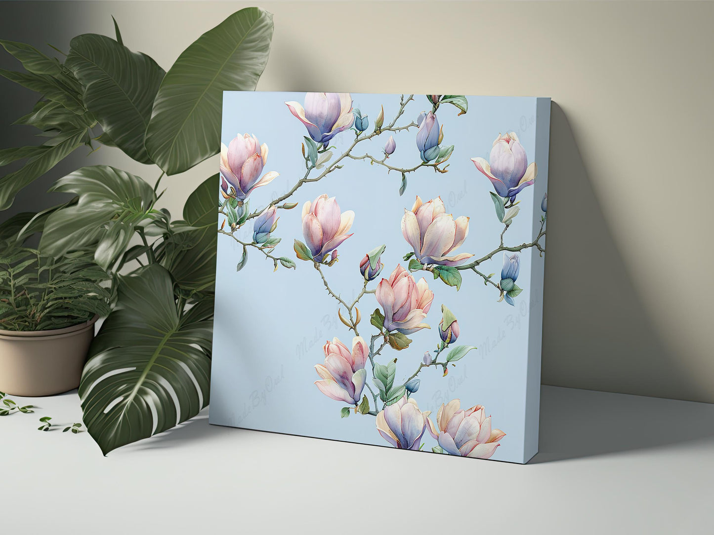 Magnolia Floral Tileable Pattern, Flower Backgrounds Digital Download