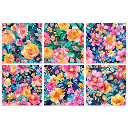 Boho Floral Seamless Pattern Digital Paper Pack Download