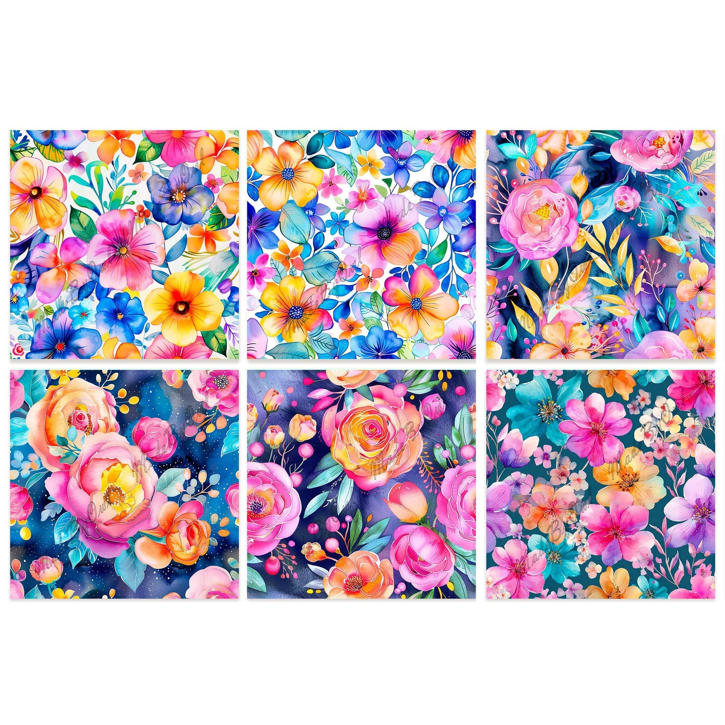 Boho Floral Seamless Pattern Digital Paper Pack Download