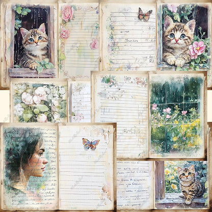 Rainy Day Junk Journal Kit, Summer Ephemera Digital Download