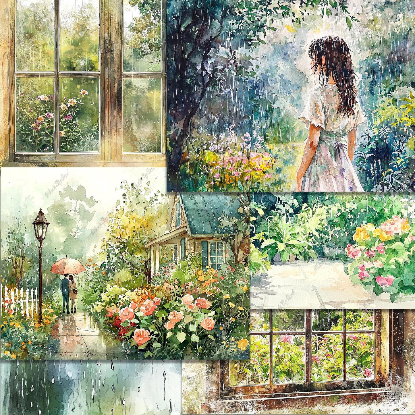 Rainy Day Junk Journal Kit, Summer Ephemera Digital Download