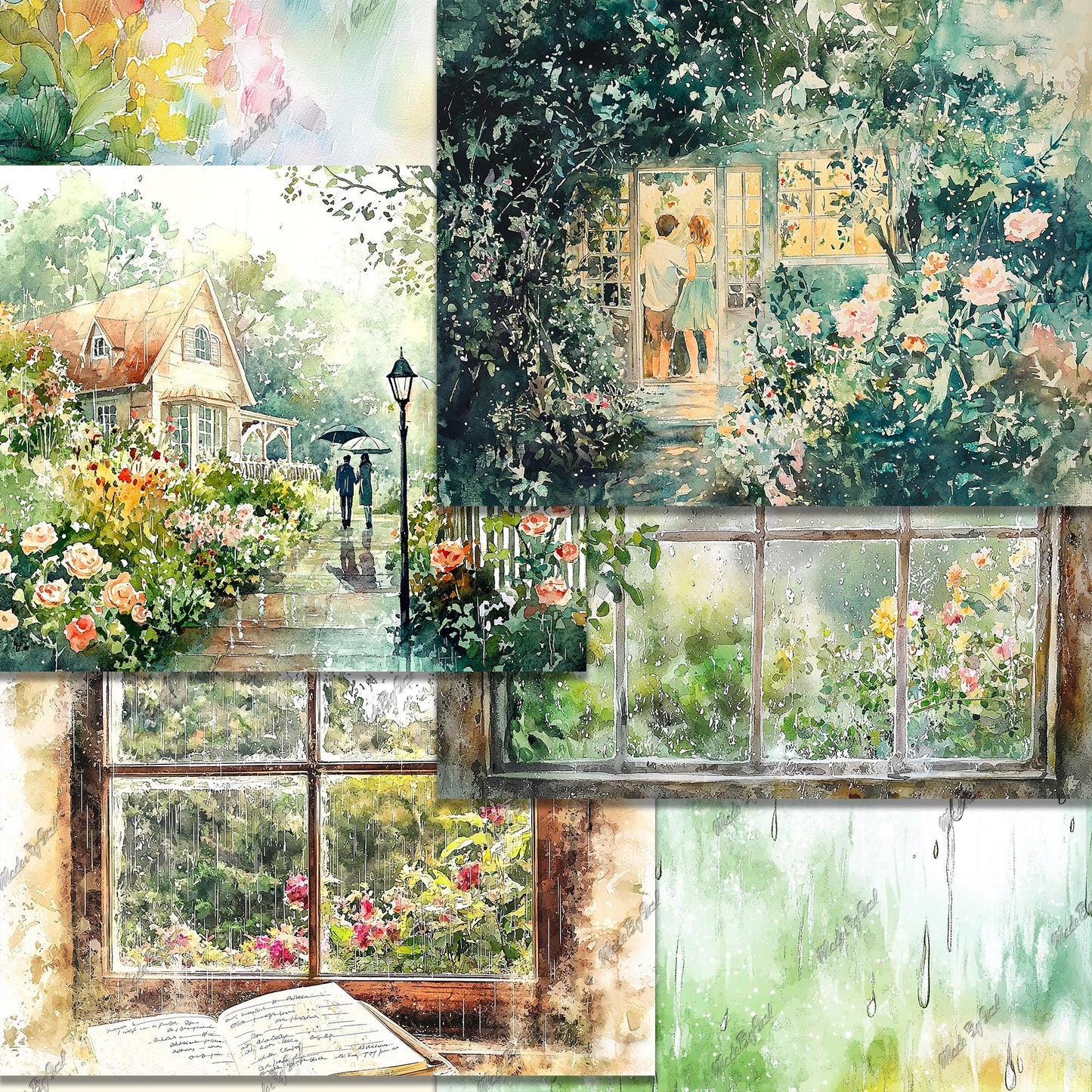 Rainy Day Junk Journal Kit, Summer Ephemera Digital Download