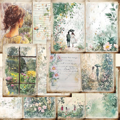 Rainy Day Junk Journal Kit, Summer Ephemera Digital Download