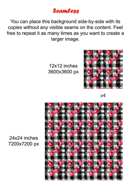 Cherry Coquette Seamless Pattern, Checkered Background
