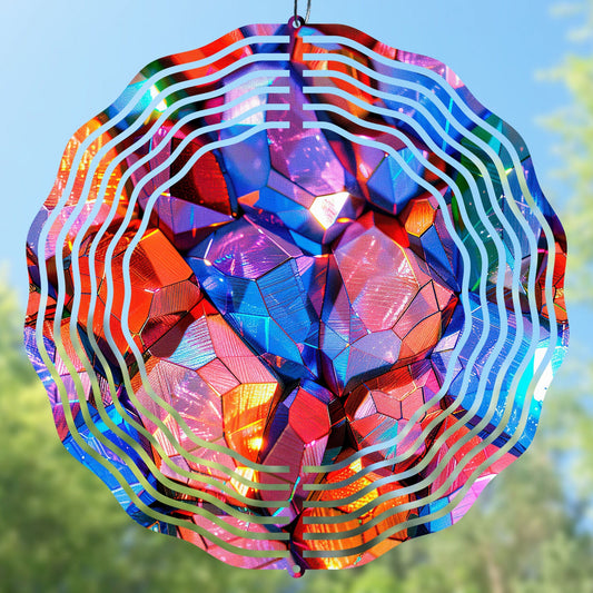 Iridescent Gemstone Wind Spinner Sublimation Design PNG