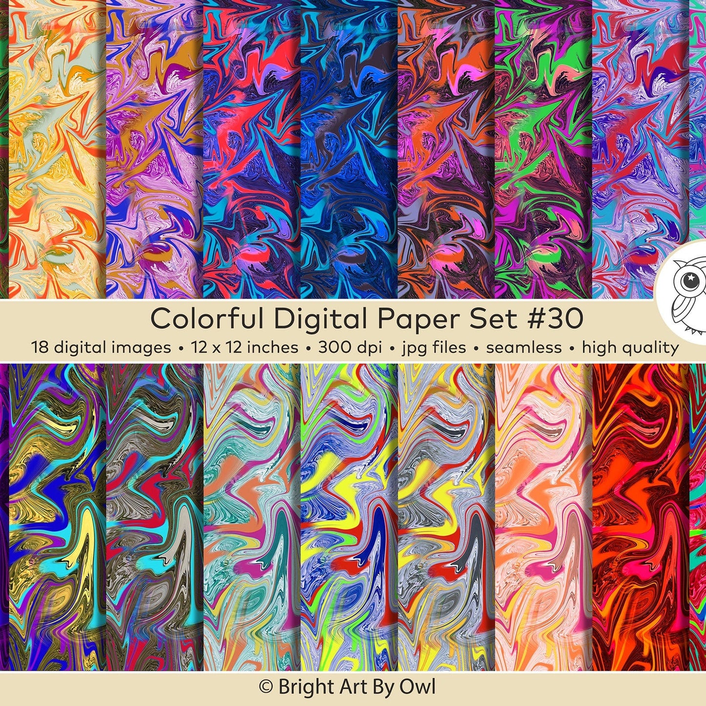 Colorful digital paper, abstract patterns. 
Ready for both creative and commercial projects. 