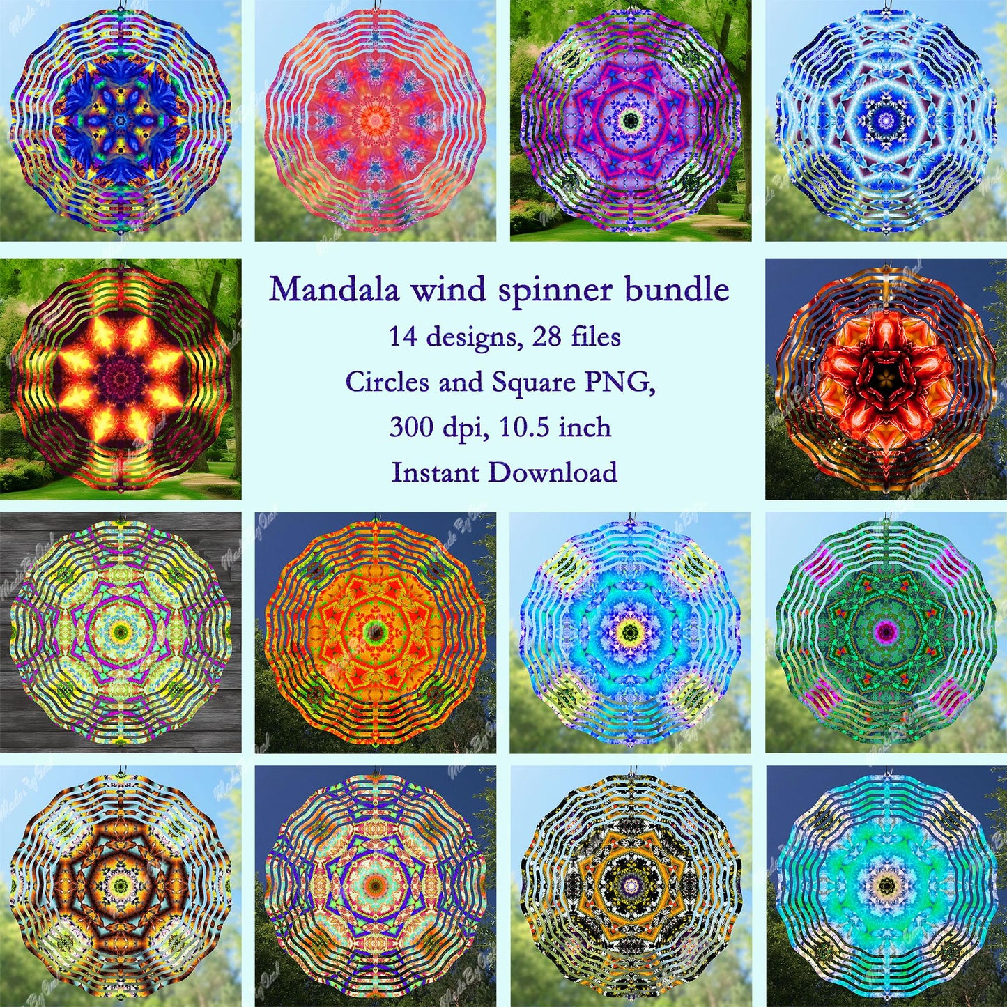 Mandala wind spinner sublimation design bundle 