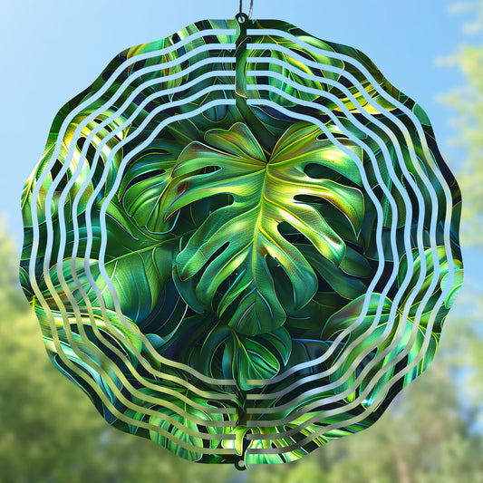High-resolution Monstera wind spinner design, ideal for tropical-themed projects.