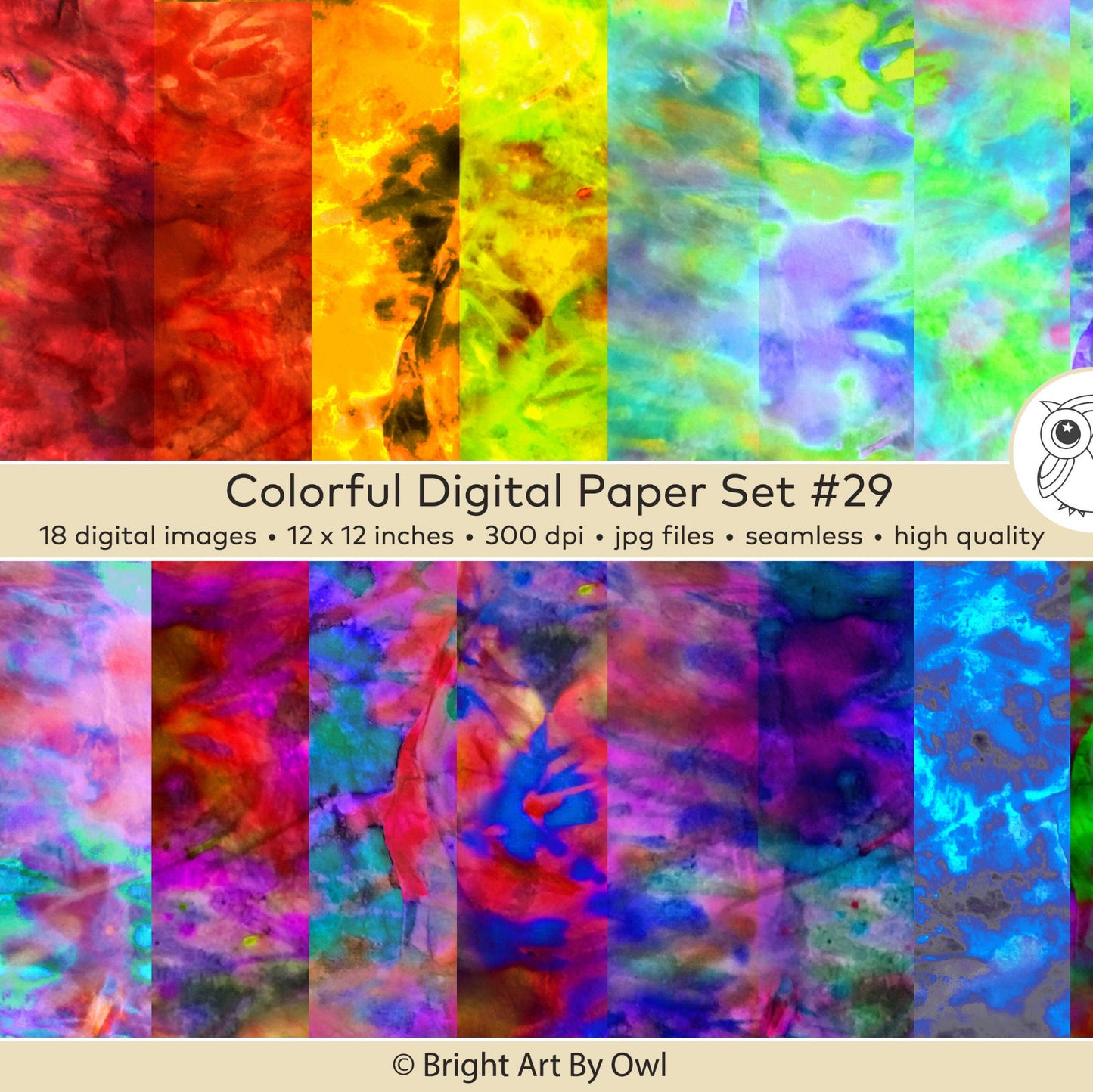 Colorful digital paper, tie-dye various seamless patterns