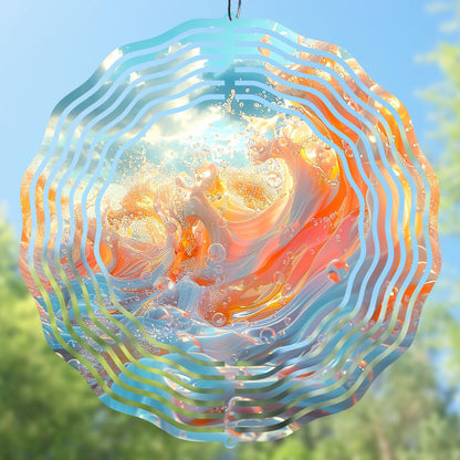 Wind spinner PNG showing rolling ocean waves in motion, detailed and colorful design.