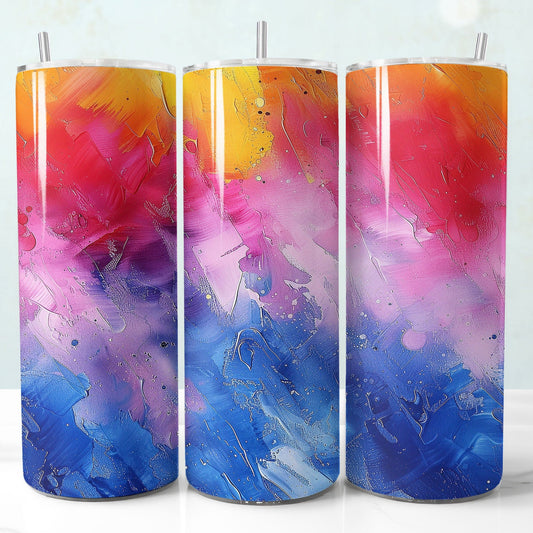 Orange purple brush strokes tumbler wrap, seamless PNG for DIY projects, personalized gifts, and commercial sales, ideal for makers and small businesses. 
