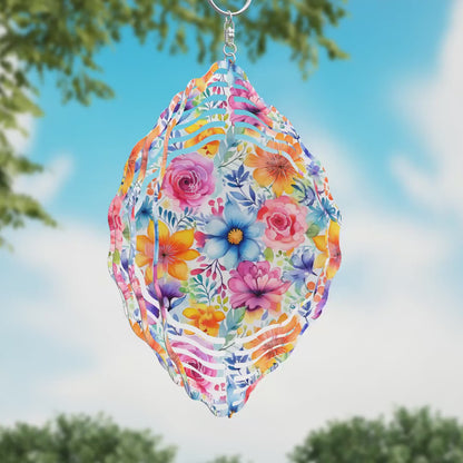 Boho Flowers Wind Spinner Sublimation Design Instant Download