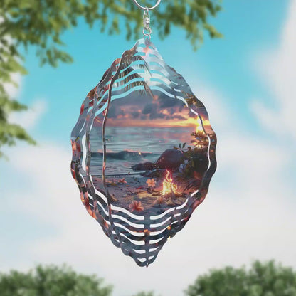 Beach Sunset Wind Spinner Sublimation Design, PNG Download