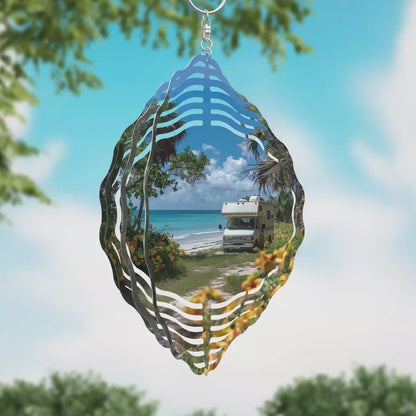 Printable Camping Wind Spinner Sublimation Design PNG