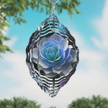 3D Blue Rose Wind Spinner Sublimation Design, PNG Download