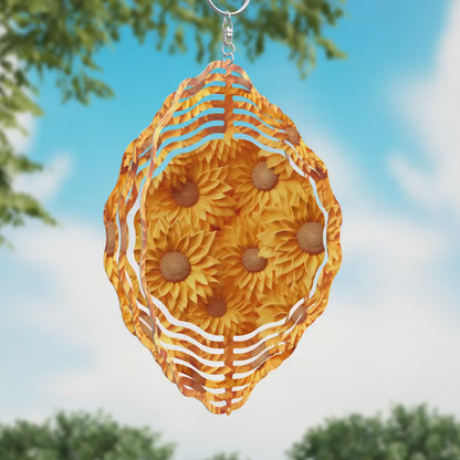 Yellow 3D Sunflowers Wind Spinner Design – Sublimation PNG Download