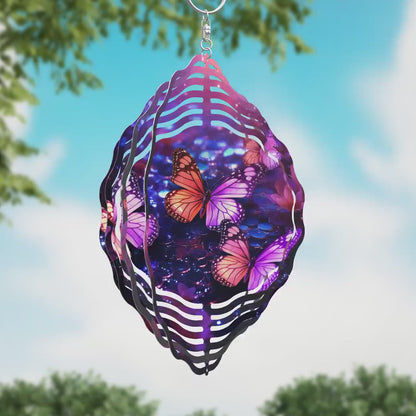 3D Purple Butterflies Wind Spinner Sublimation Design Download