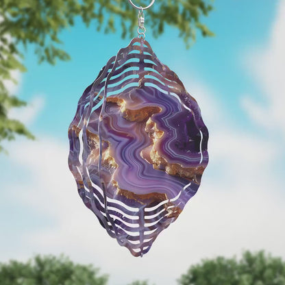 3D Purple Gold Geode Wind Spinner Sublimation Design PNG