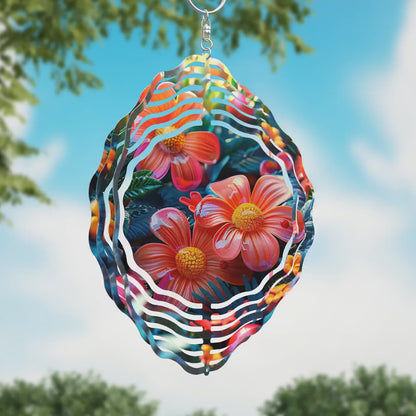 3D Tropical Flowers Wind Spinner Sublimation Design PNG