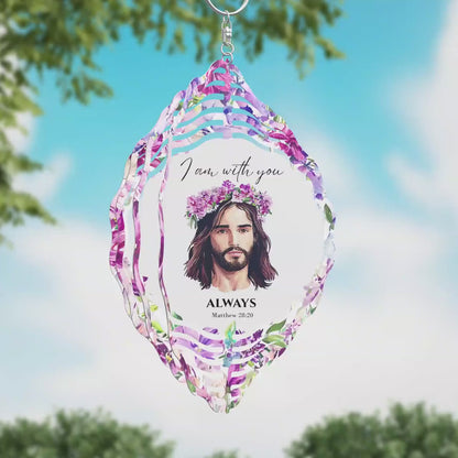 Jesus Floral Wind Spinner Sublimation Design "I am with you"