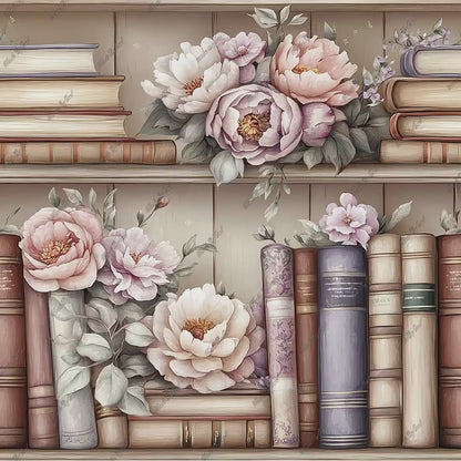 Books & Flowers Seamless Digital Paper | Instant Download