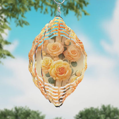 3D Yellow Roses Wind Spinner Sublimation Design, PNG Download