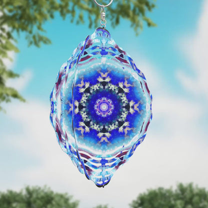 Blue Mandala Wind Spinner Sublimation Design Digital Download