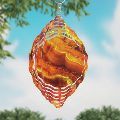 3D Gold Geode Wind Spinner Sublimation Design, PNG Download