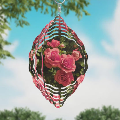 Pink Roses Wind Spinner Sublimation Design, Floral PNG
