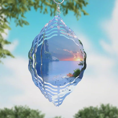 Ocean Sunset Wind Spinner Design – Sublimation PNG Download