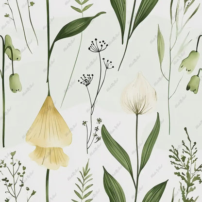 Sage Green Floral Tileable Patterns, Watercolor Flower Backgrounds