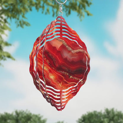 3D Red Gold Geode Wind Spinner Sublimation Design Download