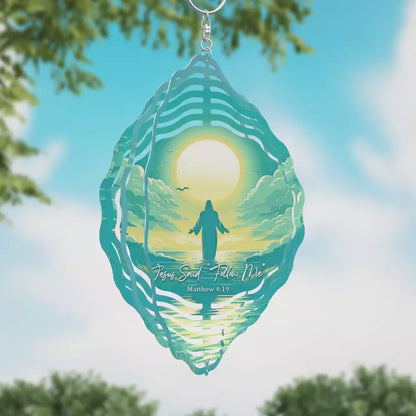 Sublimation Wind Spinner Design "Jesus Said Follow Me", PNG