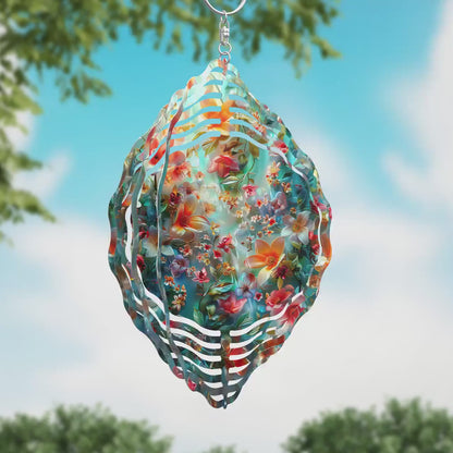 Spring Flowers Wind Spinner Sublimation Design Instant PNG