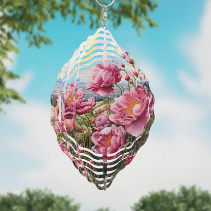 Sublimation Design: Embroidered Peonies Wind Spinner – PNG