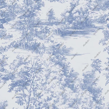 Blue Toile de Jouy Digital Paper Pack, Seamless Patterns