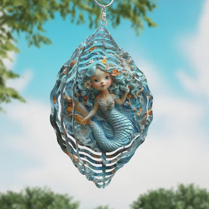 3D Mermaid Wind Spinner Sublimation Design - PNG Download