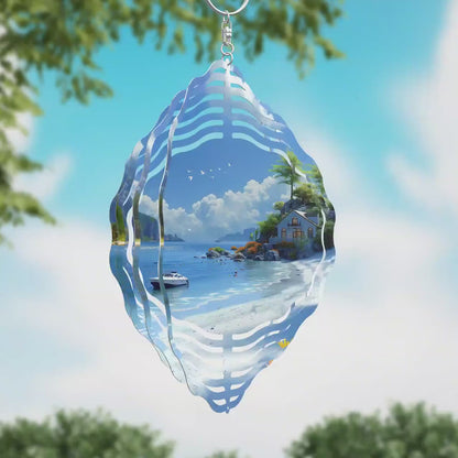 Coastal Wind Spinner Sublimation Design Instant Download PNG