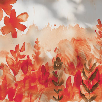 Warm Red Floral Watercolor Background, Warm Botanical Design