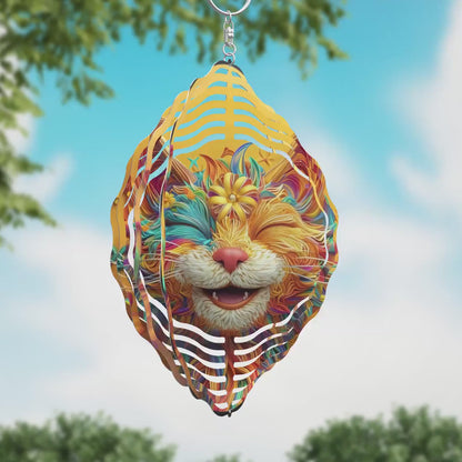 3D Smiling Cat Wind Spinner Sublimation Design, PNG Download