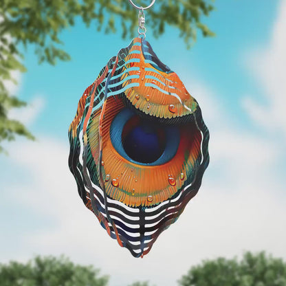 3D Peacock Feathers Wind Spinner Sublimation Design PNG