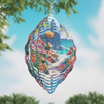 Beach Flowers Wind Spinner Design – Sublimation PNG Download