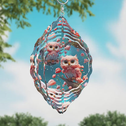 3D Owls Wind Spinner Sublimation Design - PNG Download